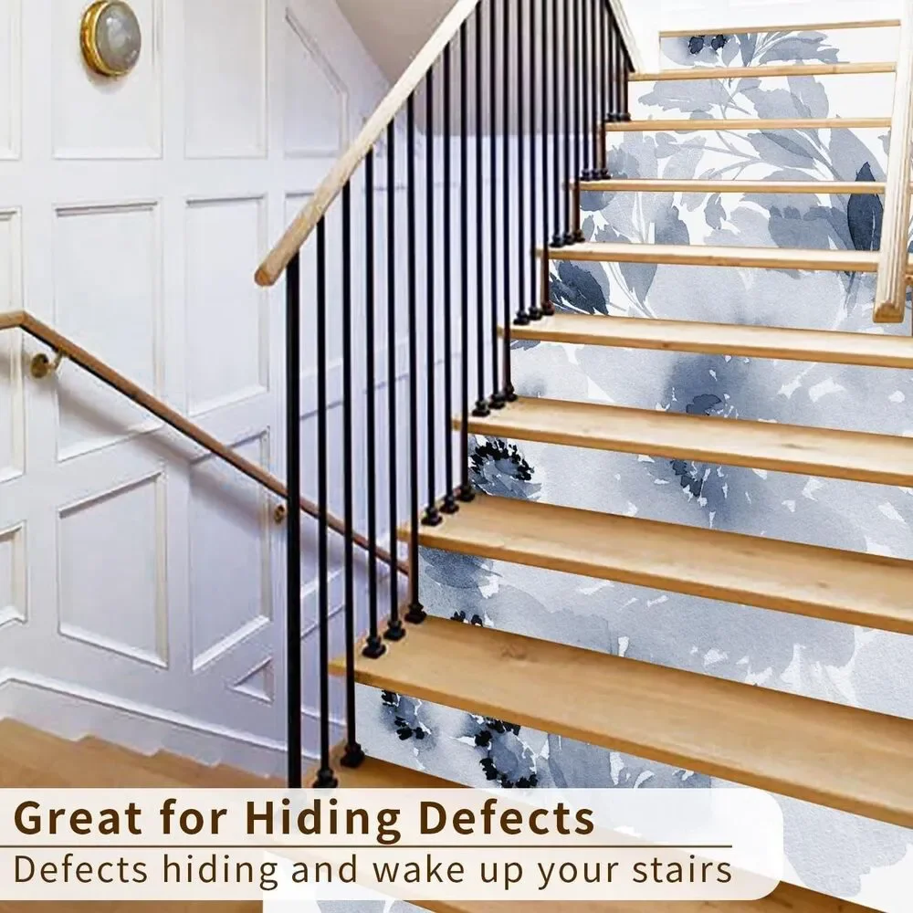 15 PCS Leather Textured Vinyl Peel and Stick Stair Riser Decals, 39.37